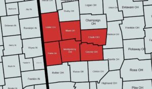 Counties served in the Dayton area.